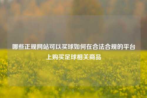 哪些正规网站可以买球如何在合法合规的平台上购买足球相关商品